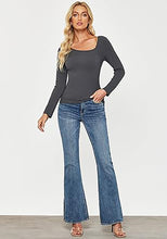 LUVAMIA Fitted Long Sleeve Slim Women Y2K Shirts Raglan Mega Stretch Top Blouses