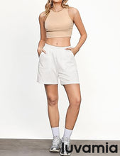 LUVAMIA Women's High Waist Elastic Waistband Shorts Regular Comfort Silhouette