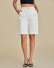 LUVAMIA Bermuda Shorts for Women's Knee Length Casual Lightweight Breathable Summer High Waisted Knee Length Shorts
