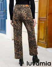 luvamia FleXclusive Wide Leg Jeans Woman Trendy High Waisted Leopard Cheetah Print Ankle Length Stretchy Denim Pants with Pockets