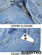 luvamia Capri Jeans for Women High Waisted Slim Straight Stretchy Denim Capris Pants Welt Pockets Casual Cropped Jeans