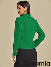 LUVAMIA Women Suit Jacket Double-Breasted Business Casual Long Sleeve Suiting Blazers