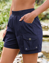 luvamia Hiking Shorts for Women Elastic Waist Pull On Quick Dry Zipper Pockets Lightweight Camping 5" Inseam Cargo Shorts