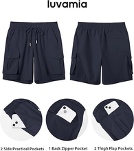 luvamia Hiking Shorts for Women High Waisted Pull On Cargo Casual Golf Water Resistant 7 Inch Inseam Mid Thigh Shorts