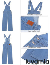 LUVAMIA Women's Denim Wide Leg Jumpsuit Side Snap Closure Five Pocket Utility