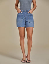 Women's Denim Mid Waist Shorts Regular Fit Summer Pocket Walkshorts