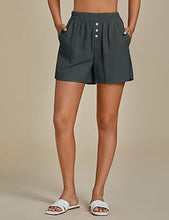 2025 Women's Relaxed Lightweight Shorts with Elastic Waistband and Front Button