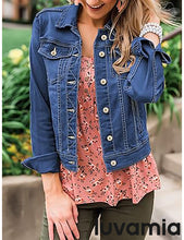 luvamia Women's Basic Button Down Stretch Fitted Long Sleeves Denim Jean Jacket