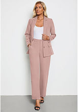 luvamia 2 Piece Outfits for Women Dressy Blazer Jackets High Waisted Straight Leg Pants Suits Set Business Casual Office