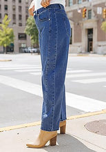 LUVAMIA Women's Barrel Style High Waist Jeans Regular Fit Slight Stretch with pocket