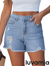 luvamia FleXclusive Jean Shorts for Women Trendy High Waisted Ripped Distressed Raw Hem Stretchy Denim Shorts Country Concert Outfit