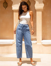 luvamia FleXclusive Barrel Jeans Women Trendy Striped Cropped High Waisted Pull On Elastic Waist Wide Leg Casual Stretch Denim Pants