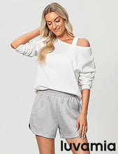 LUVAMIA Women's Brief High-Waisted Elastic-Waist Athletic Wide-Leg Shorts