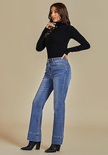 Women's High Waist Regular Fit Slight Stretch Flare Jeans Bell Bottoms
