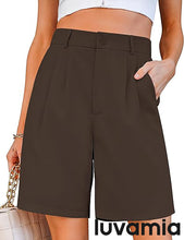 LUVAMIA Women Knee Length Bermuda Women's Elastic Waistband Jean Straight Leg Shorts
