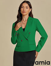 LUVAMIA Women Suit Jacket Double-Breasted Business Casual Long Sleeve Suiting Blazers