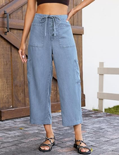 luvamia FleXclusive Barrel Jeans for Women Trendy Wide Leg High Rise Baggy Pull On Elastic Waist Button Fly Drawstring Denim Pants