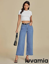 LUVAMIA Women's 5-Pocket Denim High Waist Retro Wide Leg Jean Styles