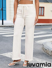 luvamia FleXclusive Wide Leg Jeans Woman High Waisted Trendy Drawstring Stretchy Denim Pants Relaxed Fit Trouser Jeans