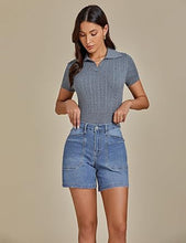 Women's Denim Mid Waist Shorts Regular Fit Summer Pocket Walkshorts