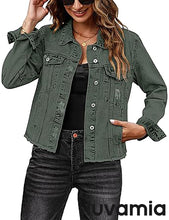 luvamia Women's Basic Button Down Stretch Fitted Long Sleeves Denim Jean Jacket