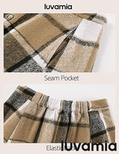 LUVAMIA High Waist A Line Maxi Skirt Women Plaid with Pockets Long Vintage Style Fall Winter