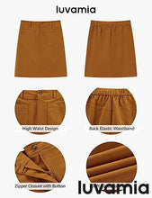 luvamia Corduroy Skirts for Women High Waisted Trendy Fall Elastic Waist Casual Stretchy Short Skirts with Patch Pockets