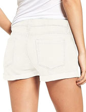luvamia Women's Ripped Denim Jean Shorts Mid Rise Stretchy Folded Hem Short Jeans