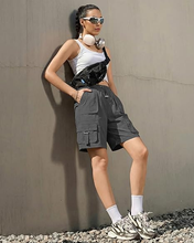 luvamia Hiking Shorts for Women Bermuda Knee Length Cargo Pull On Quick Dry Elastic Waist Sport 9'' Inseam Long Shorts