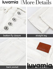 LUVAMIA Women's High Waisted Straight Jeans Fashion Button Knit Jeans High Quality Jeans