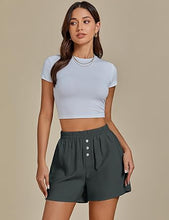 2025 Women's Relaxed Lightweight Shorts with Elastic Waistband and Front Button