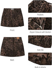 luvamia FleXclusive Skorts for Woman Leopard Cheetah Print Mini Skirt with Shorts High Waisted Trendy Cute Stretchy Side Slit Skort