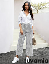 luvamia Stripe High Waist Wide Leg Jeans for Women