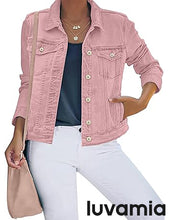 luvamia Women's Basic Button Down Stretch Fitted Long Sleeves Denim Jean Jacket