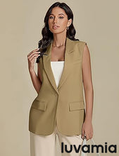 luvamia Women's sleeveless business style lapel vest jacket