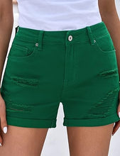luvamia Women's Ripped Denim Jean Shorts High Waisted Stretchy Folded Hem Short Jeans