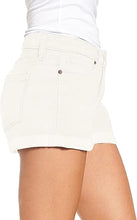 luvamia Women's Ripped Denim Jean Shorts Mid Rise Stretchy Folded Hem Short Jeans