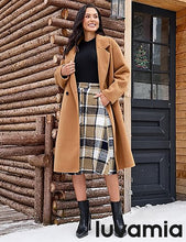 LUVAMIA High Waist A Line Maxi Skirt Women Plaid with Pockets Long Vintage Style Fall Winter