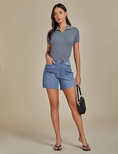Women's Denim Mid Waist Shorts Regular Fit Summer Pocket Walkshorts