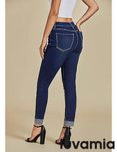 LUVAMIA Women's Full Length High Waist Skinny Fit Denim Slight Stretch Slim Jeans