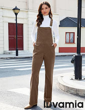 luvamia Corduroy Overalls for Women Loose Fit Baggy Straight Casual Adjustable Straps Bib Jumpsuit Overalls with Pockets