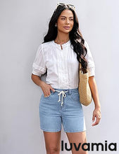luvamia FleXclusive Jean Shorts for Women High Waisted Trendy Drawstring Stretchy Denim Shorts Summer Casual Jorts with Pockets