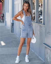 luvamia FleXclusive Denim Overalls for Women Loose Fit Baggy Jean Shorts Overall Bib Summer Casual Stretchy Adjustable Shortalls