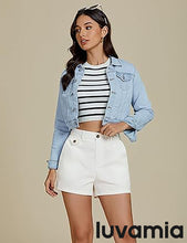 LUVAMIA Women's Shorts High Waist Zipper Closure Elastic Band Waistband Casual Wear Short Pants