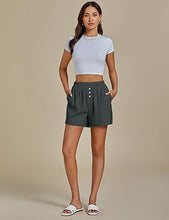2025 Women's Relaxed Lightweight Shorts with Elastic Waistband and Front Button