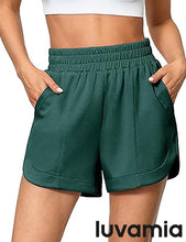LUVAMIA Women's Brief High-Waisted Elastic-Waist Athletic Wide-Leg Shorts