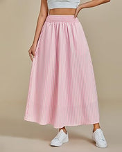 LUVAMIA Women's Summer Long Lightweight Flowy Skirt Stripe Maxi Fashion