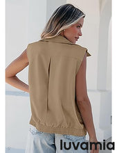 Women's Lapel Sleeveless Business Casual Moderate Cardigan With Pocket
