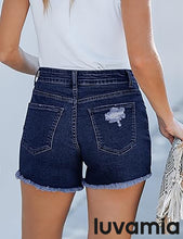 luvamia Jean Shorts for Women High Waisted Stretchy Distressed Denim Shorts Ripped Frayed Raw Hem Summer Casual Shorts