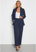 luvamia 2 Piece Outfits for Women Dressy Blazer Jackets High Waisted Straight Leg Pants Suits Set Business Casual Office